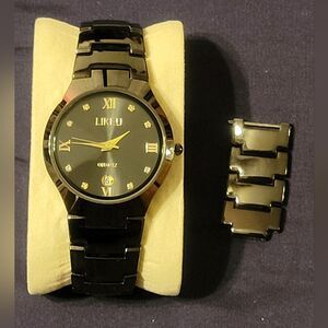 LIKEU BLACK STAINLESS STEEL WATCH